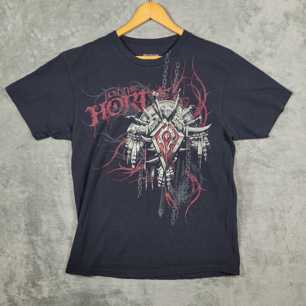 Vintage World Of Warcraft For The Horde T Shirt Men Size Large Blizzard Jinx Y2K
